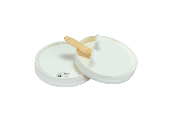 Cardboard lids assembled with wooden spoon